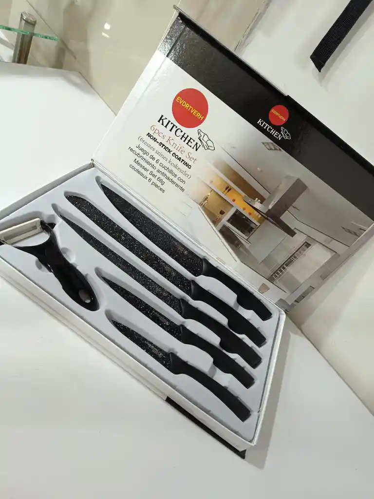 Juego De 6 Cuchillos Con Recubrimiento Antiadherente