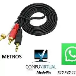 🔰cable De Audio 2x1 3.5 A Doble Rca Full Sonido 10 Metros Puntas Doradas Compuvirtual - Domicilios