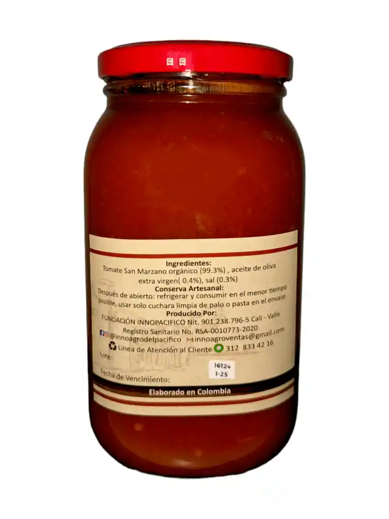 Pasta De Tomate San Marzano Artesanal 500 Gr