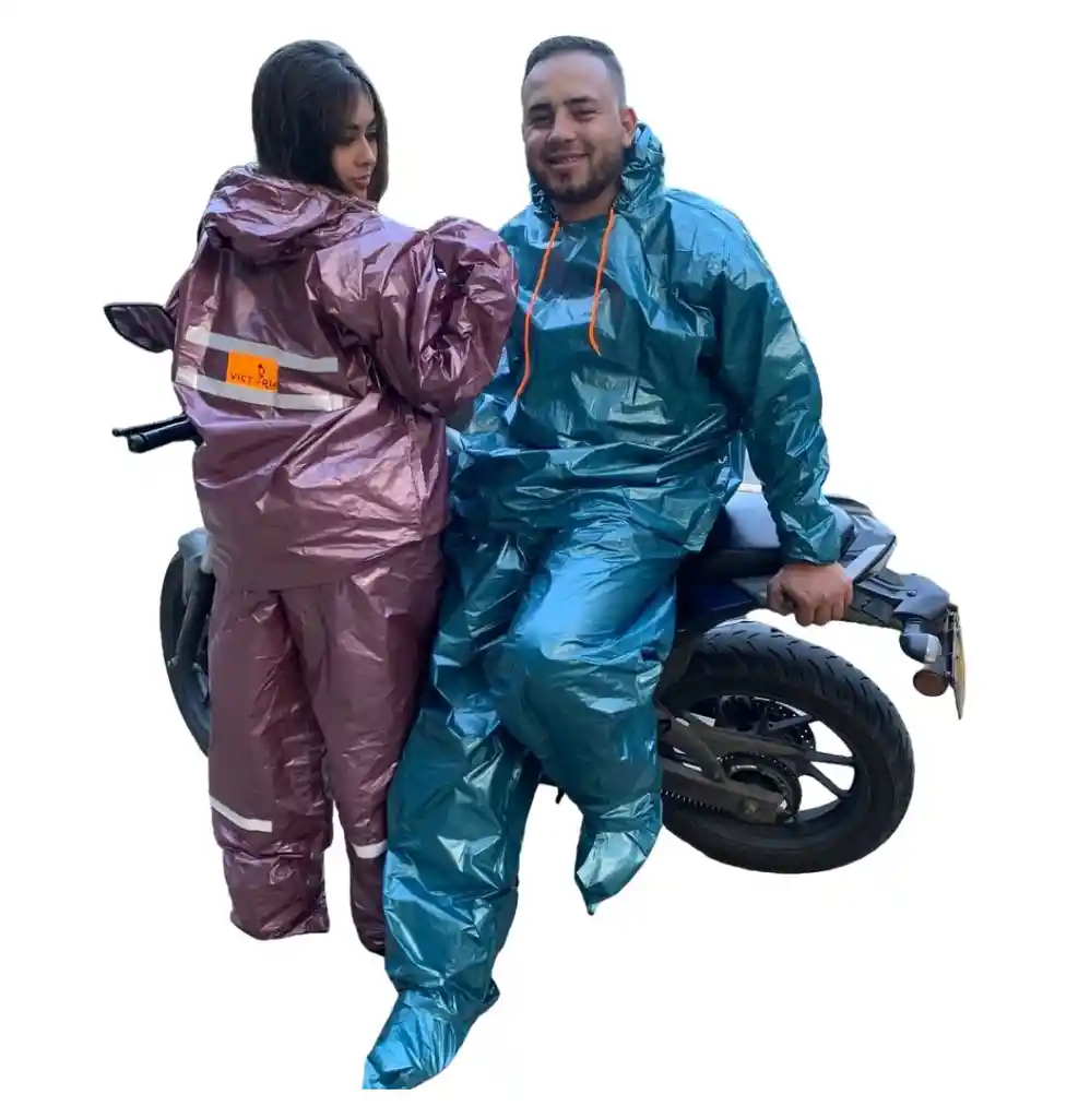 Impermeable Moto Bicicleta Talla: S Plástico Calibre 2 + Grueso - Azul