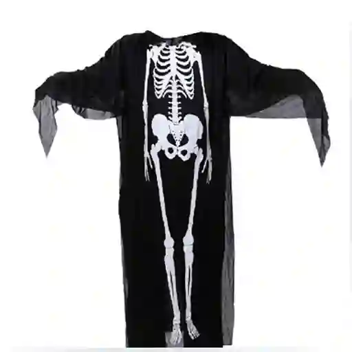 Disfraz De Capa De Esqueleto Negra Para Niños O Adultos