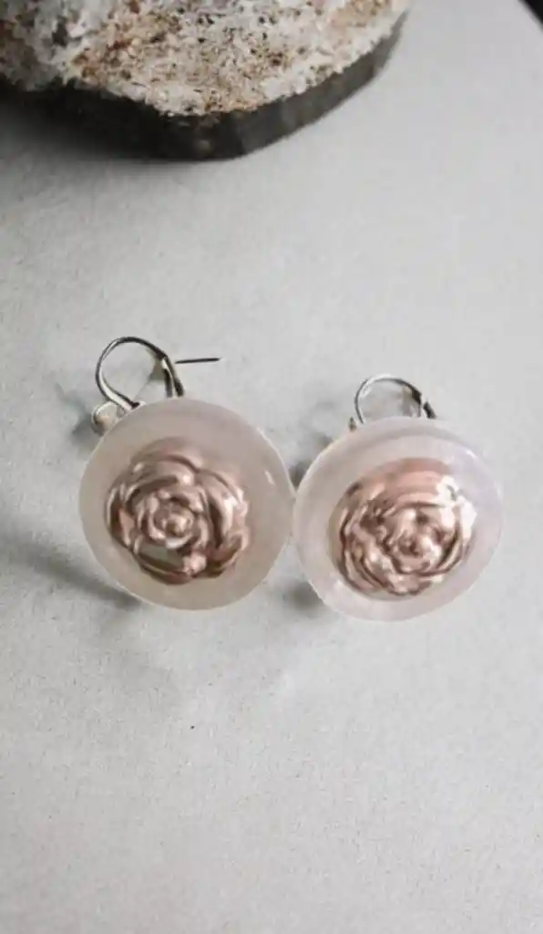 Aretes Rosa En Perla