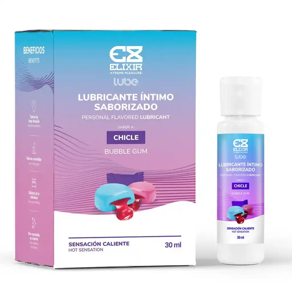 Lubricante Caliente Saborizado Chicle Elixir X 30 Ml