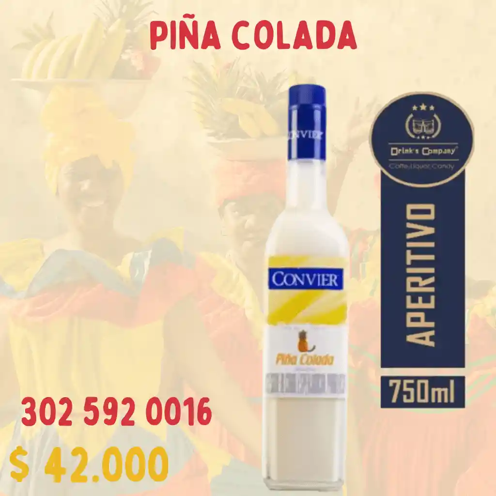 Aperitivo Piña Colada Convier Botella X750 Ml