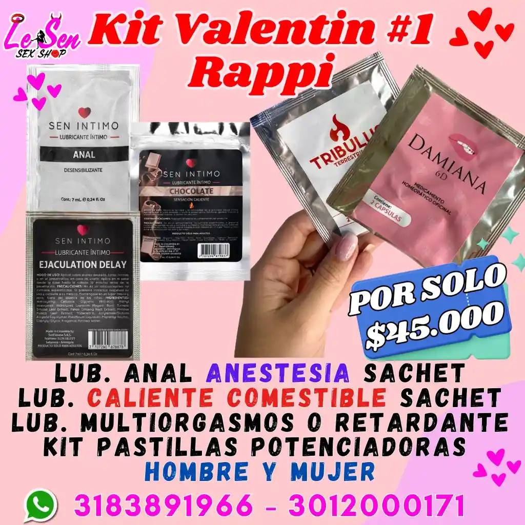 Kit San Valentin, #1, Promocion Rappi, Kit Sexual, Combo Lubricantes, Vibrador, Kit Valentin