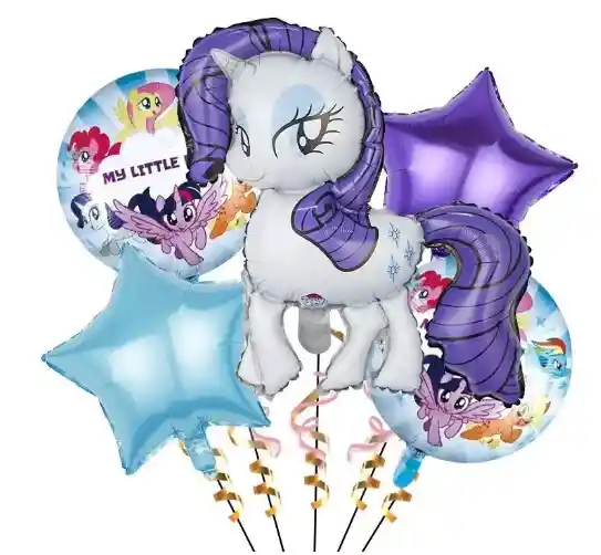 Bouquet Globo Bombas My Little Pony 5 Unds