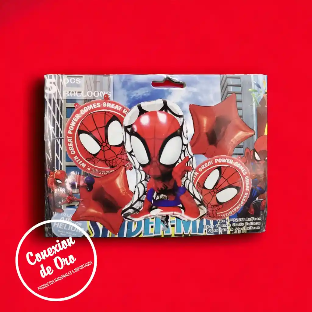 Globos Bouquet Metal 5 Pcs Hombre Araña