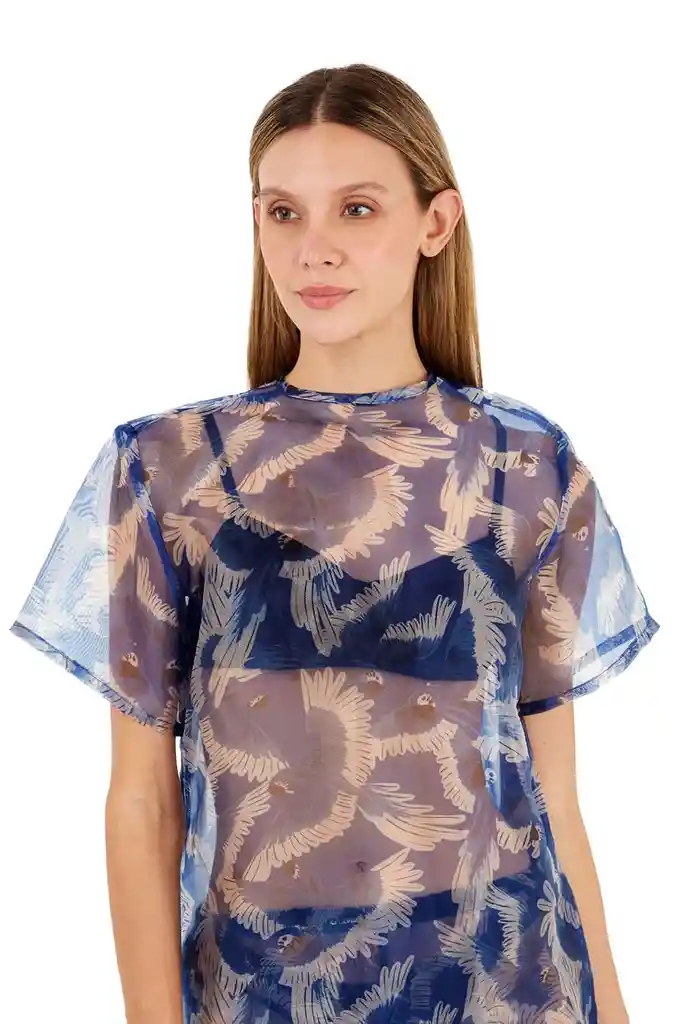 Camiseta Joy Estampado Azul Xs