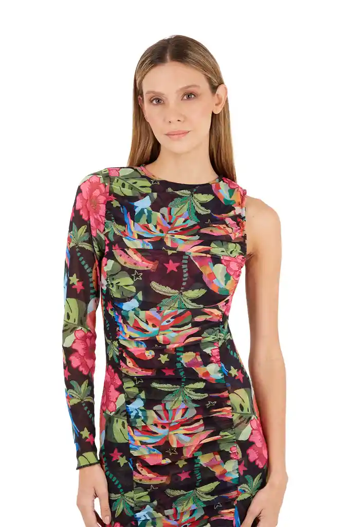Vestido Largo Arlene Estampado Negro M