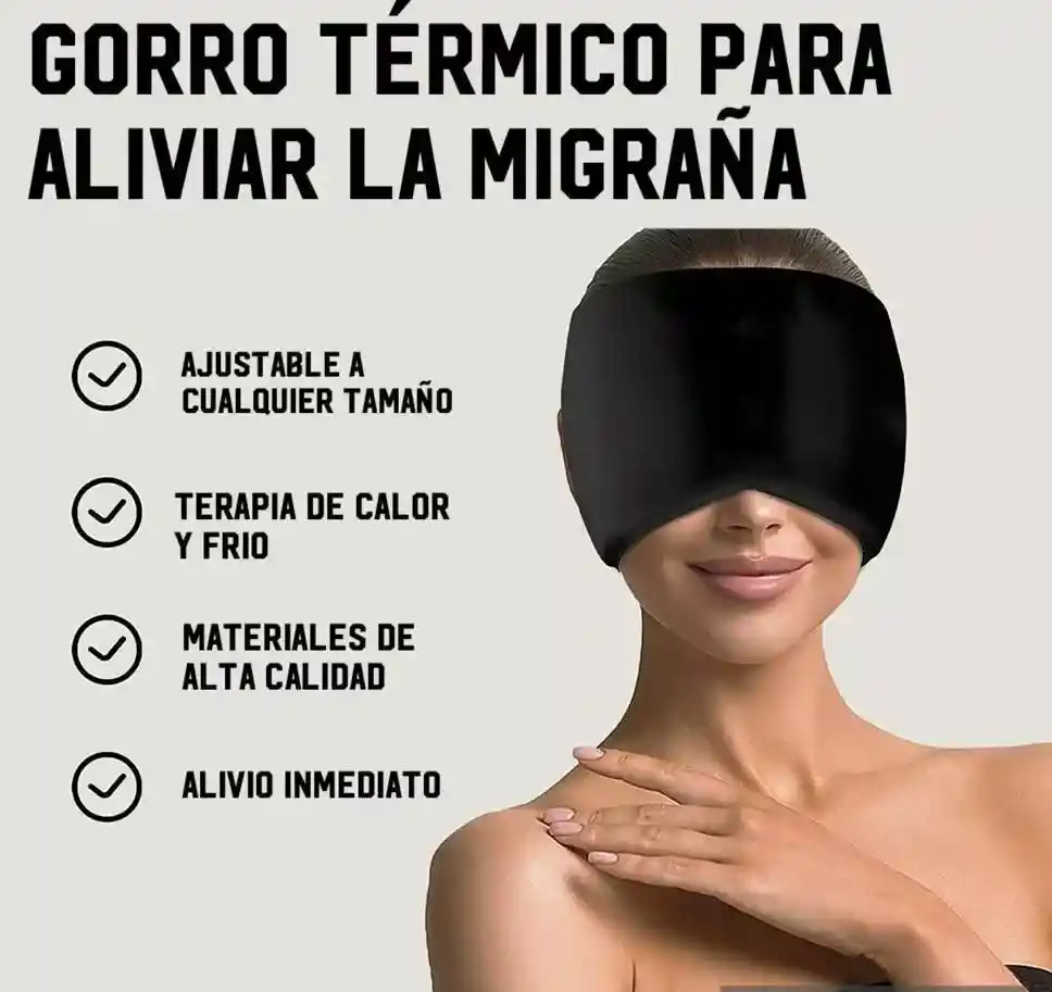 Gorro Gel Alivio Migraña Dolor Cabeza Compresa Frio Caliente