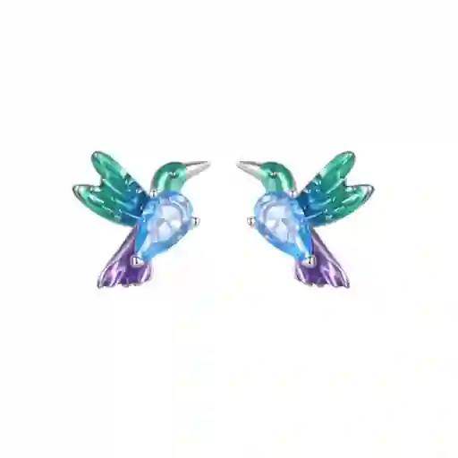 Aretes Para Mujer Pájaro Colibrí Fabricados En Plata 925