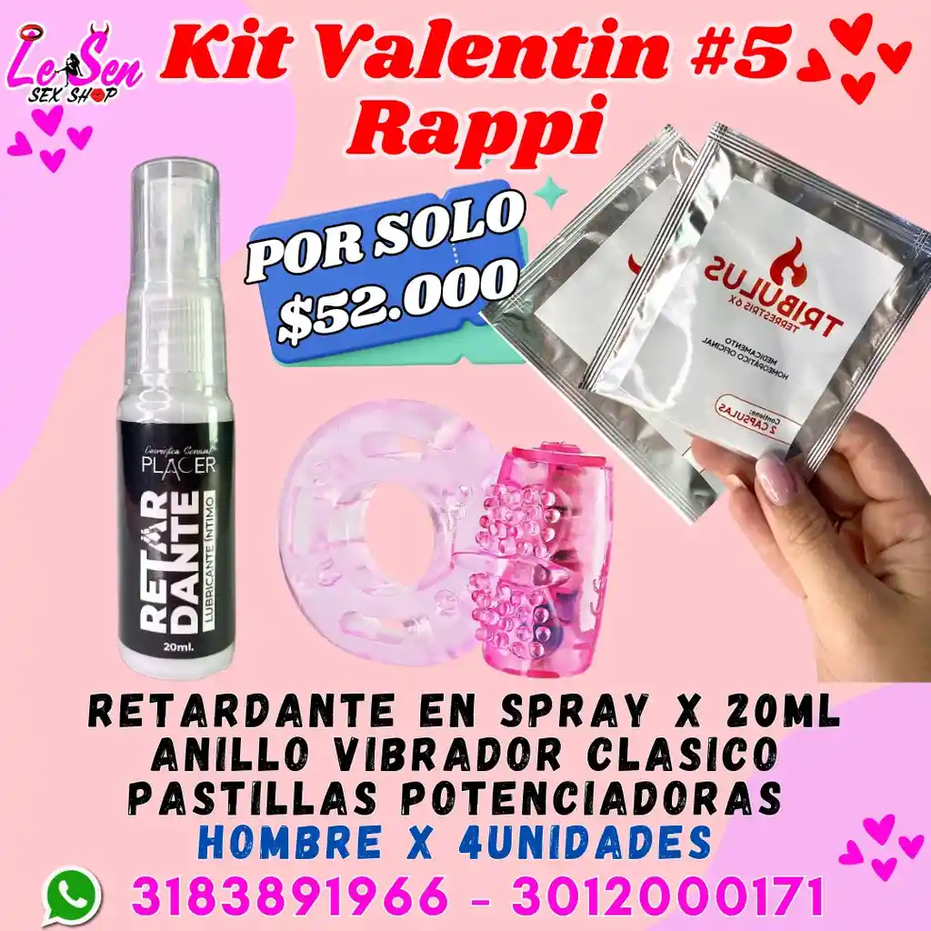 Kit San Valentin, #5, Promocion Rappi, Kit Sexual, Combo Lubricantes, Vibrador, Kit Valentin