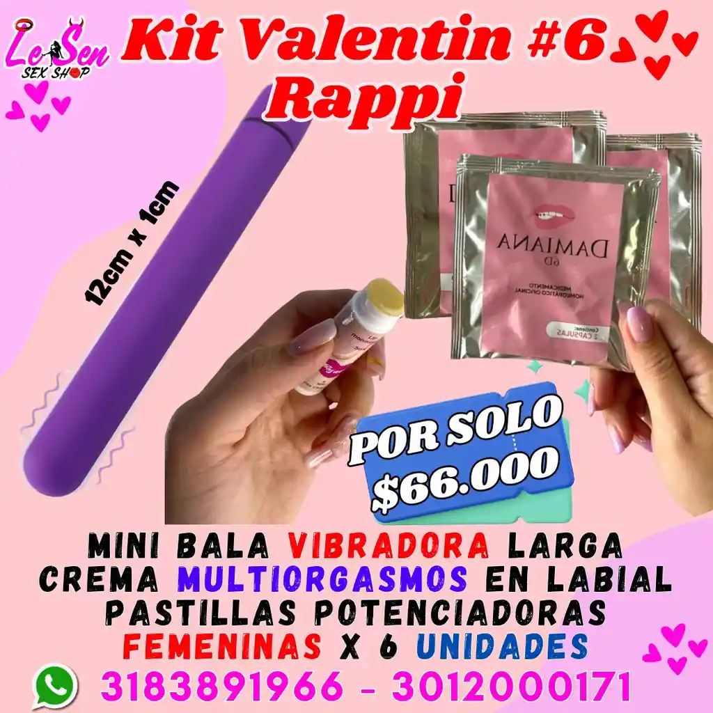 Kit San Valentin, #6, Promocion Rappi, Kit Sexual, Combo Lubricantes, Vibrador, Kit Valentin