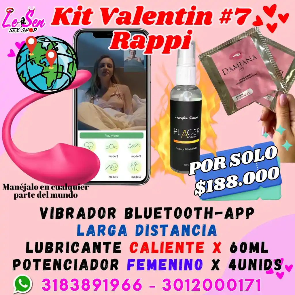 Kit San Valentin, #7, Promocion Rappi, Kit Sexual, Combo Lubricantes, Vibrador, Kit Valentin