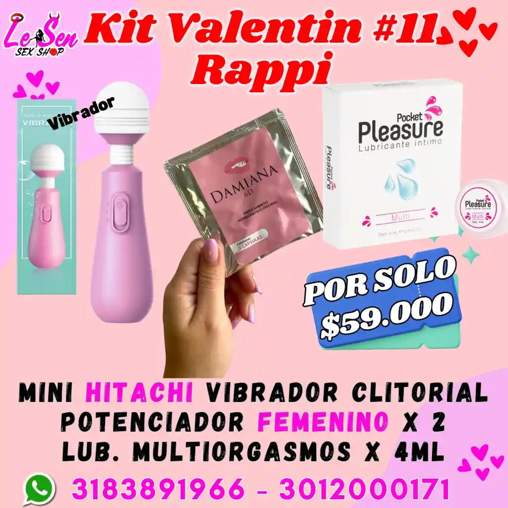 Kit San Valentin, #11, Promocion Rappi, Kit Sexual, Combo Lubricantes, Vibrador, Kit Valentin