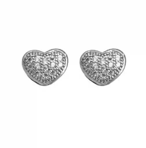 Aretes En Acero Plateado Diseño Corazon Con Circones