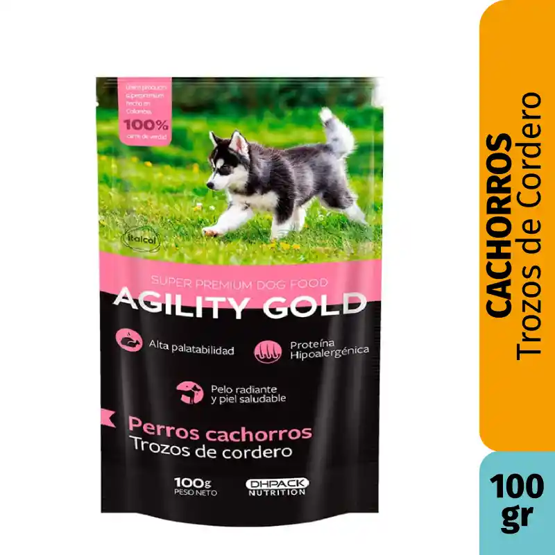 Agility Gold Húmedo Cachorros – Trozos De Cordero 100g