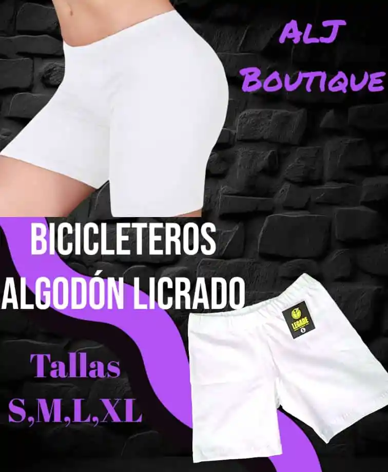 Bicicletero Para Dama En Algodón Licrado Blanco Talla S