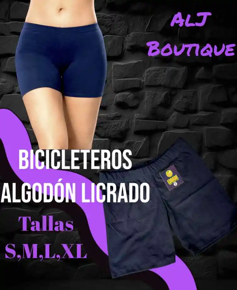 Bicicletero Para Dama En Algodón Licrado Azul Oscuro Talla S