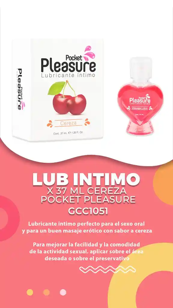 Lubricante Pleasure Pocket Caliente Cereza