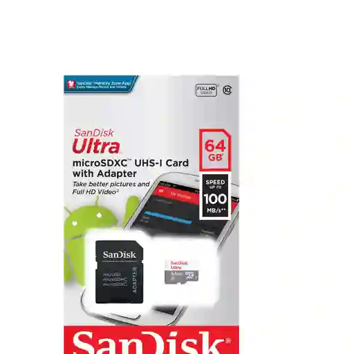 Memoria Sandisk Micro Sd 64gb 100 Mbs