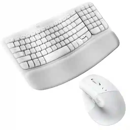 Combo Ergonómico Logitech Teclado Wave Keys + Mouse Lift Blanco