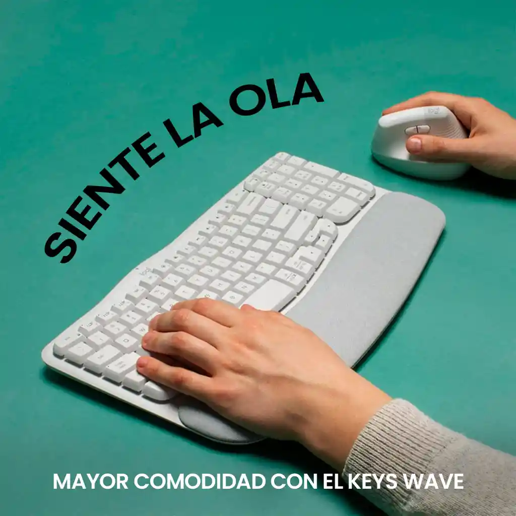 Combo Ergonómico Logitech Teclado Wave Keys + Mouse Lift Blanco