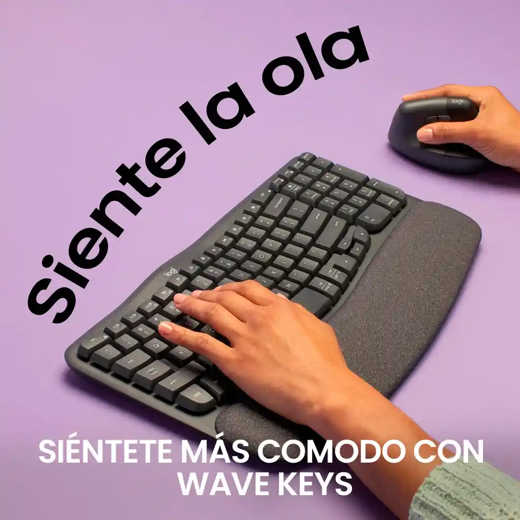 Combo Ergonómico Logitech Teclado Wave Keys + Mouse Lift Negro