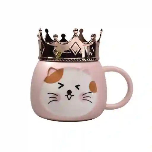 Mug Pocillo Ceramica Con Corona Gato Regalo San Valentin