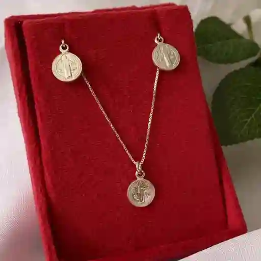 Duo Cadena Dije Aretes Plata Ley 925