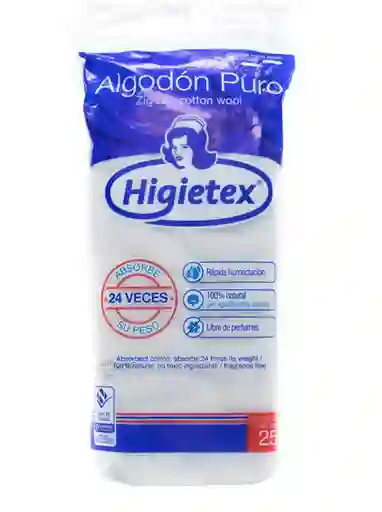 Paquete De Algodon Zig Zag Puro Higuienitex 25 G