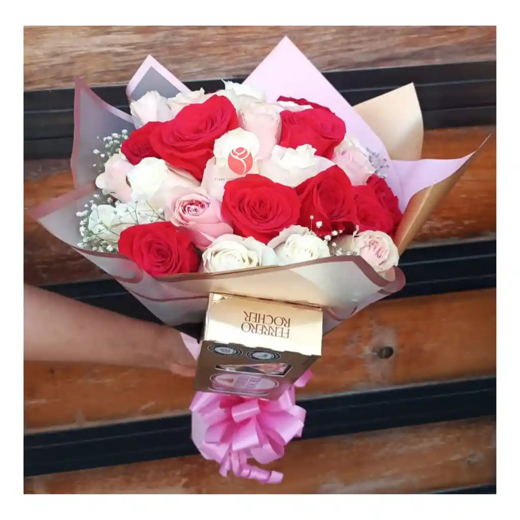Bouquet De 24 Rosas Con Chocolates