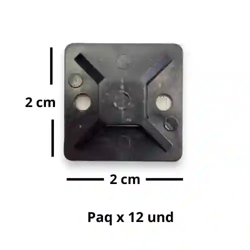 Base Adhesiva Negra 2 Cm X 2 Cm X 12 Und