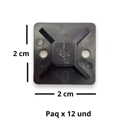 Base Adhesiva Negra 2 Cm X 2 Cm X 12 Und