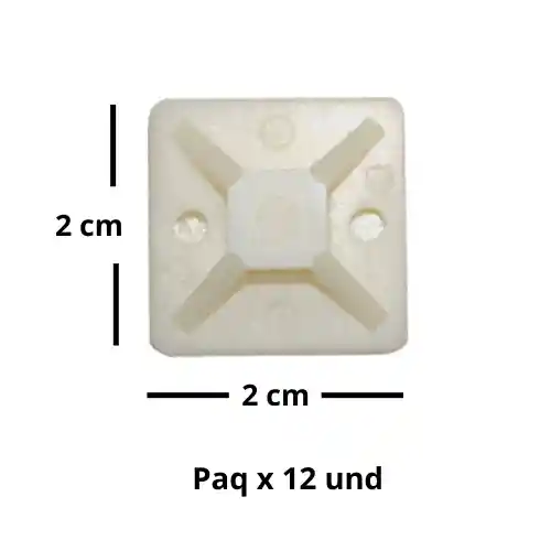 Base Adhesiva Blanca 2 Cm X 2 Cm X 12 Und