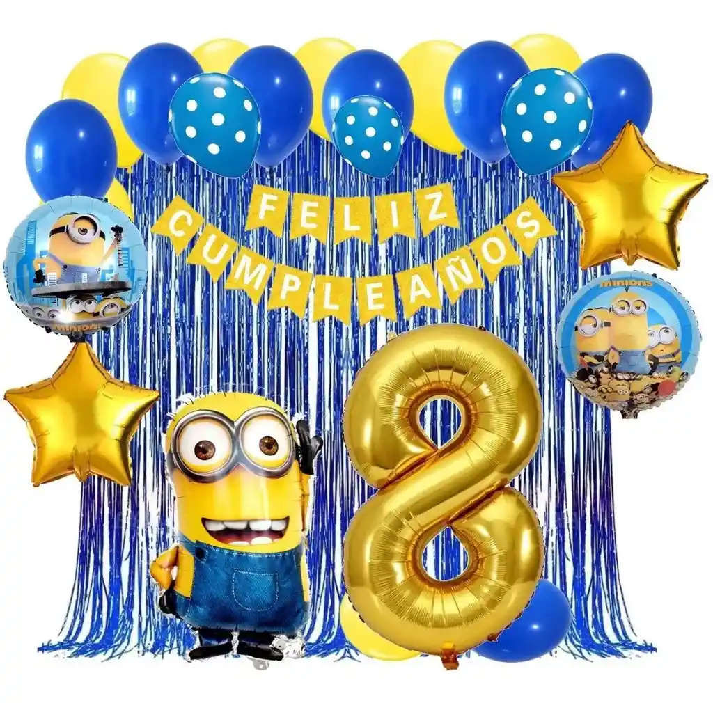 Kit Globos Decoracion Mi Villano Favorito Minion Azul # 8