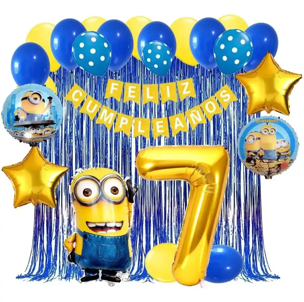 Kit Globos Decoracion Mi Villano Favorito Minion Azul # 7