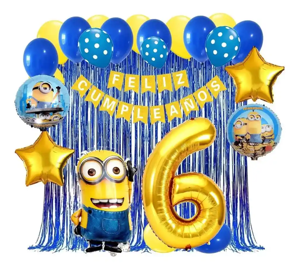 Kit Globos Decoracion Mi Villano Favorito Minion Azul # 6