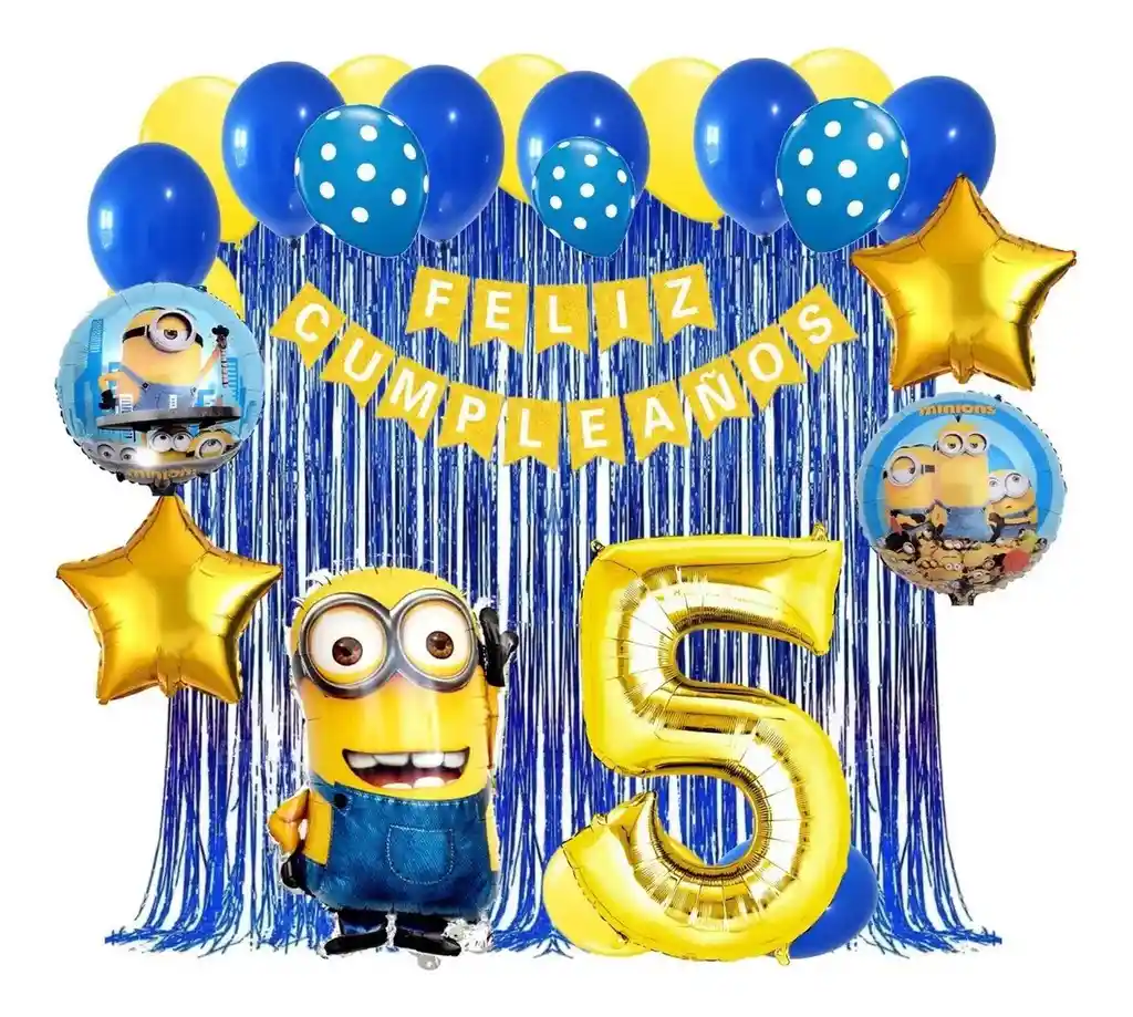 Kit Globos Decoracion Mi Villano Favorito Minion Azul # 5