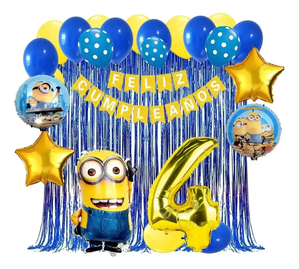 Kit Globos Decoracion Mi Villano Favorito Minion Azul # 4