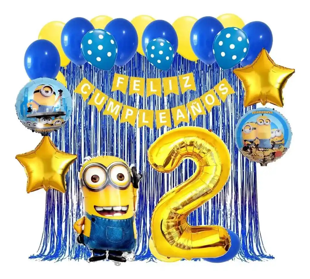 Kit Globos Decoracion Mi Villano Favorito Minion Azul # 2