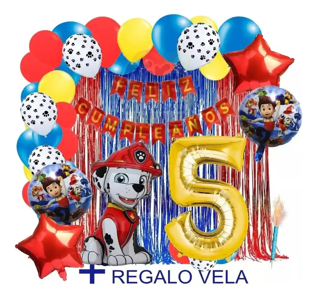 Kit Decoracion Patrulla Canina Dalmata Bombero Rojo Azul # 5