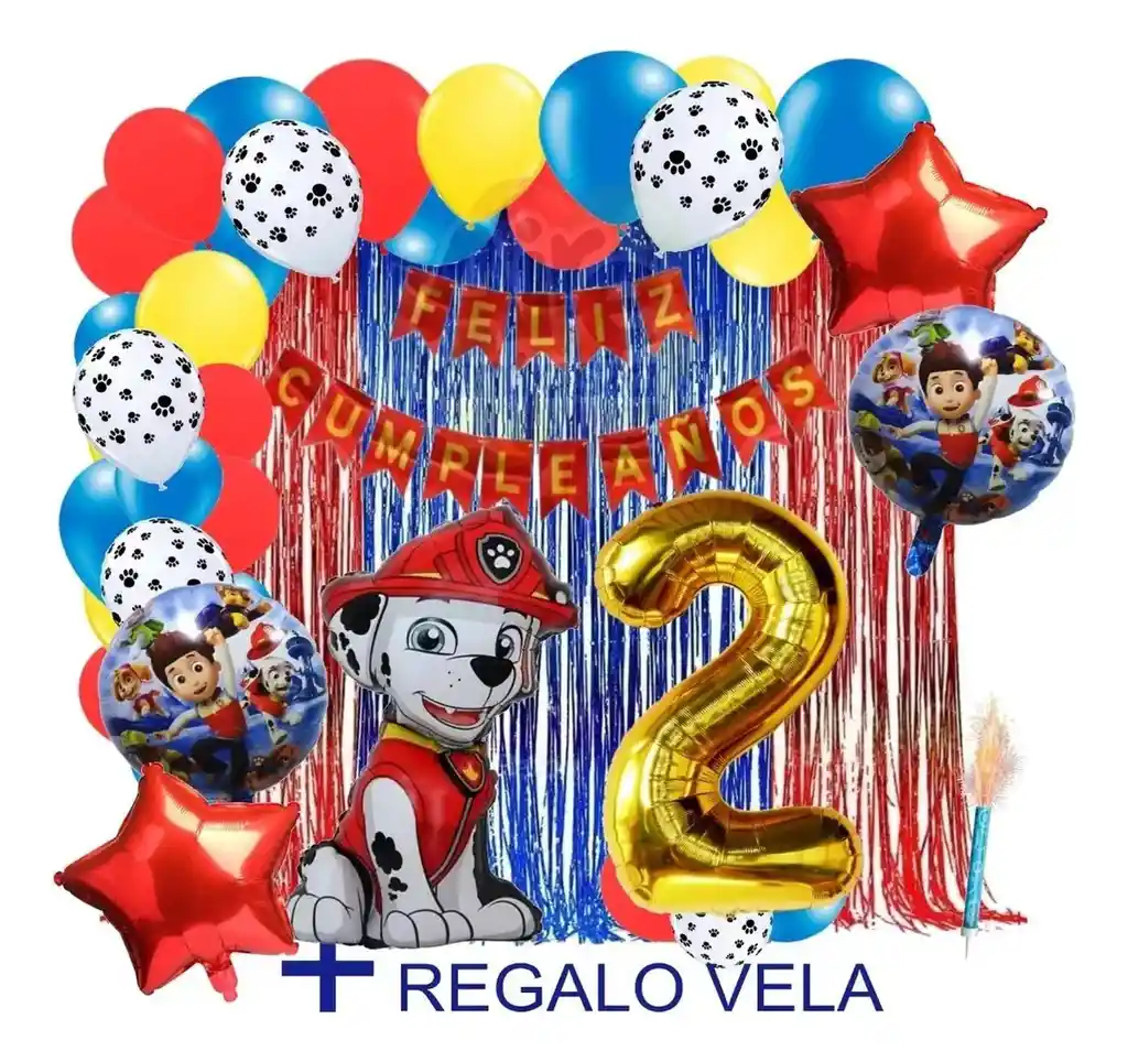 Kit Decoracion Patrulla Canina Dalmata Bombero Rojo Azul # 2