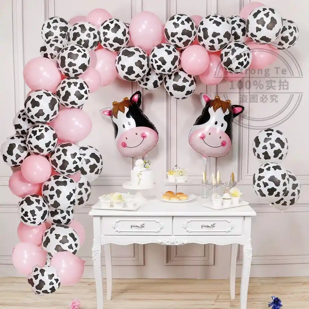 Kit Arco Globo Decoracion Vaca Granja Manchas