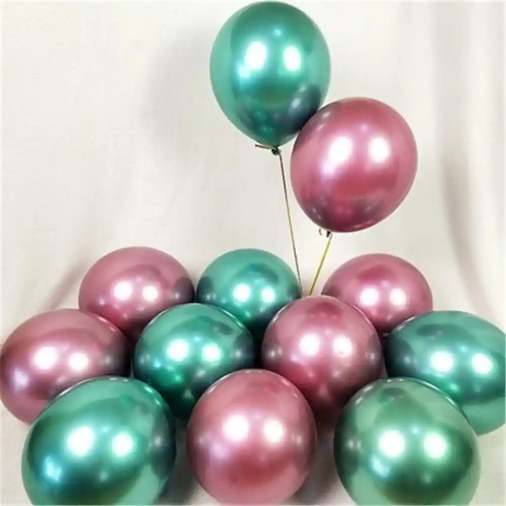 Globos Latex Cromado Reflex Verde Y Fucsia R12 30cm X12 Verde Y Fucsia