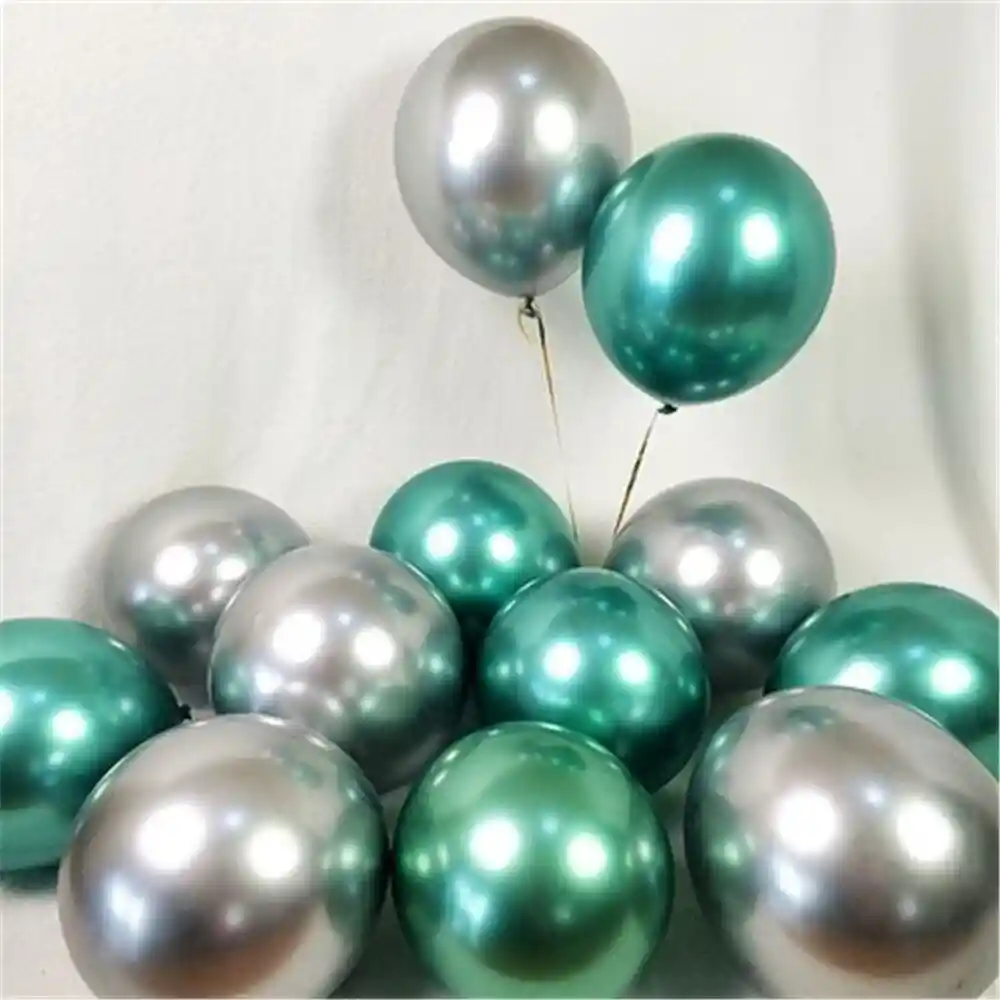 Globos Latex Cromado Reflex Verde Y Plateado R12 30cm X12 Verde Y Plateado