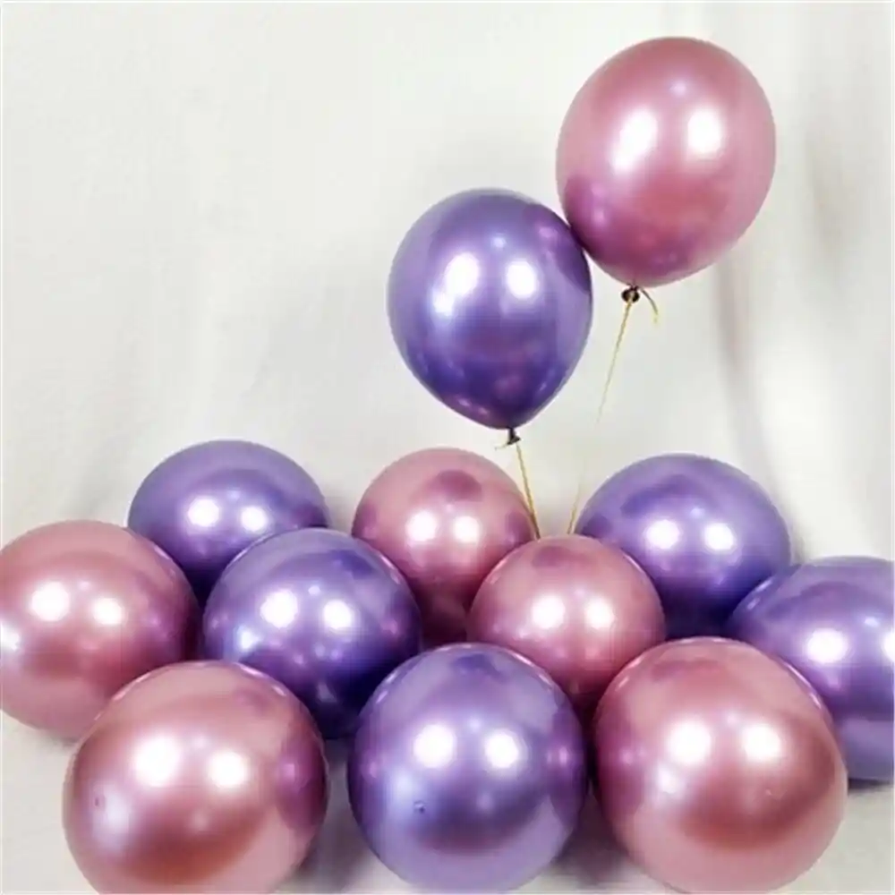 Globos Latex Cromado Reflex Fucsia Y Morado R12 30cm X12 Fucsia Y Morado