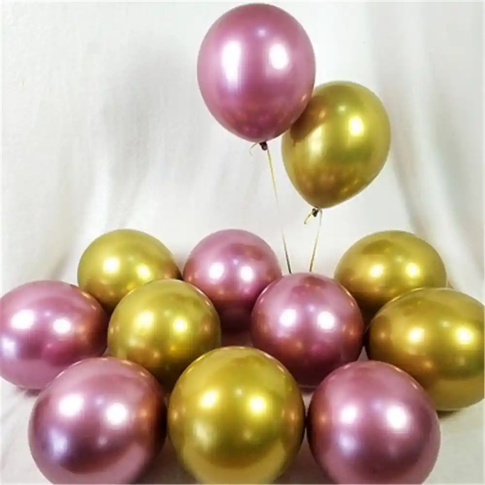 Globos Latex Cromado Reflex Fucsia Y Dorado R12 30cm X12 Fucsia Y Dorado