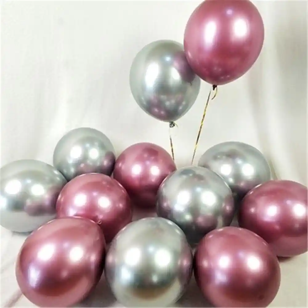 Globos Latex Cromado Reflex Fucsia Y Plateado R12 30cm X12 Fucsia Y Plateado