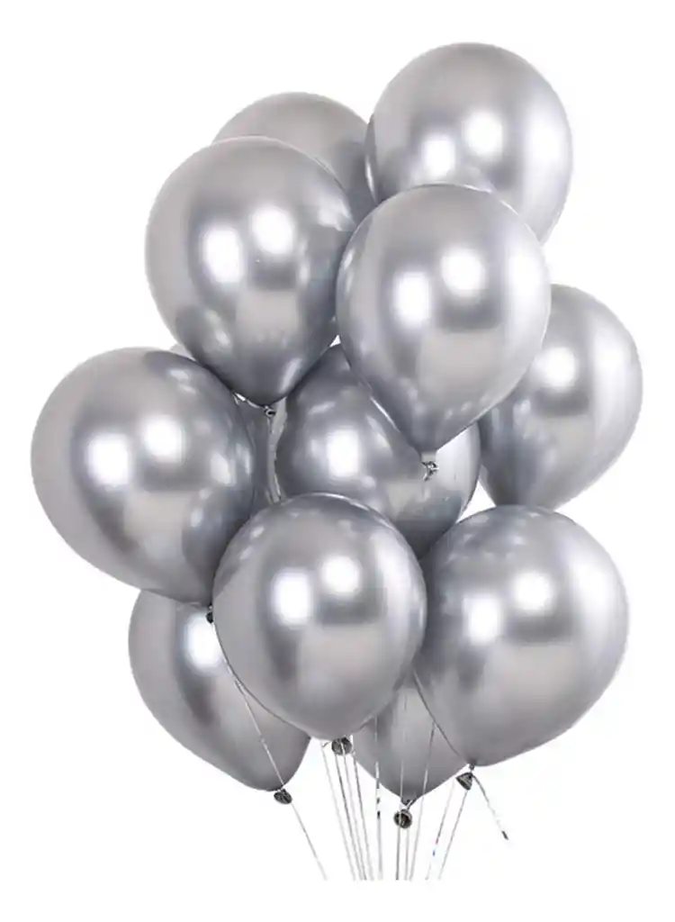 Globos Latex Cromado Reflex Plateado R12 30cm X12 Plateado